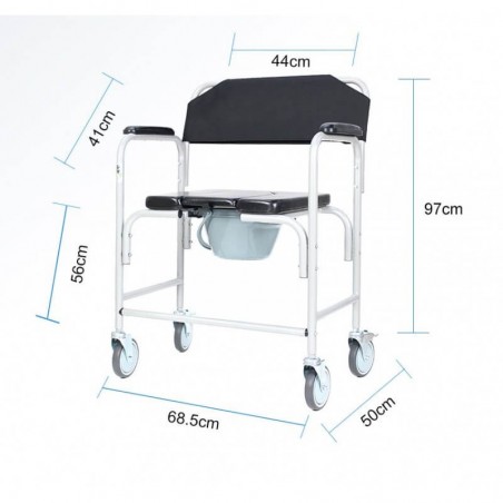 Scaun WC de camera cu roti si frane, cadru aluminiu, Rx204