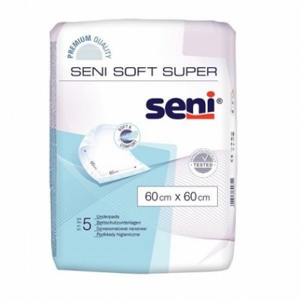 Aleze Cearceafuri absorbante protectie pat Seni Soft Super, 60x60 cm, 5buc