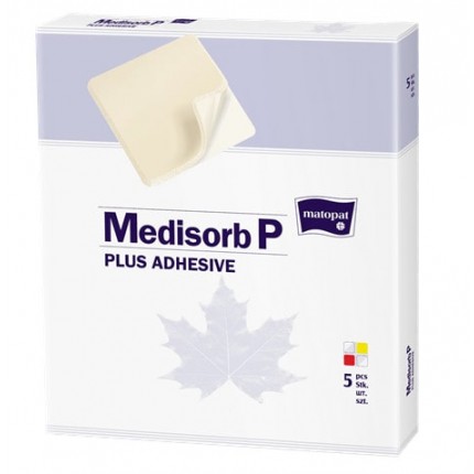 Medisorb P Plus Adhesive, pansament absorbant, poliuretan, 10x10cm, 5 buc, Matopat