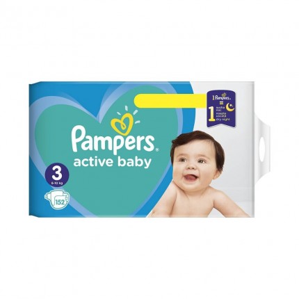 Scutece Pampers Active Baby Marimea 3, 6-10 kg, 152 de bucati
